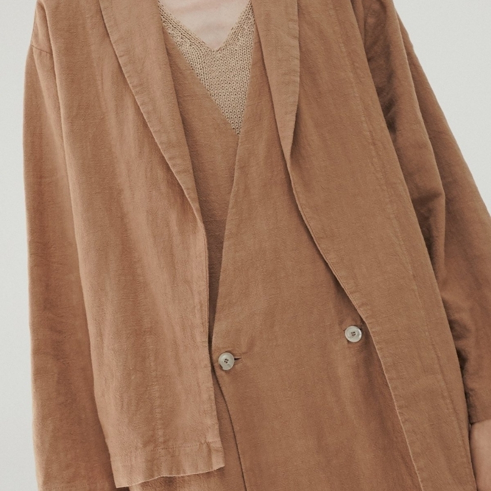 Monica Cordera Asymmetrical Ramie Coat In Clay Pot Os Nwt — image 3 of 8